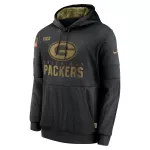 Men's Green Bay Packers Black 2020 Salute to Service Sideline Performance Pullover Hoodie - thejerseys