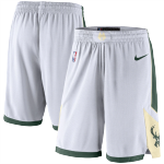 Men's Milwaukee Bucks Nike White/Hunter 20-21 Green Association Edition Performance Swingman Shorts