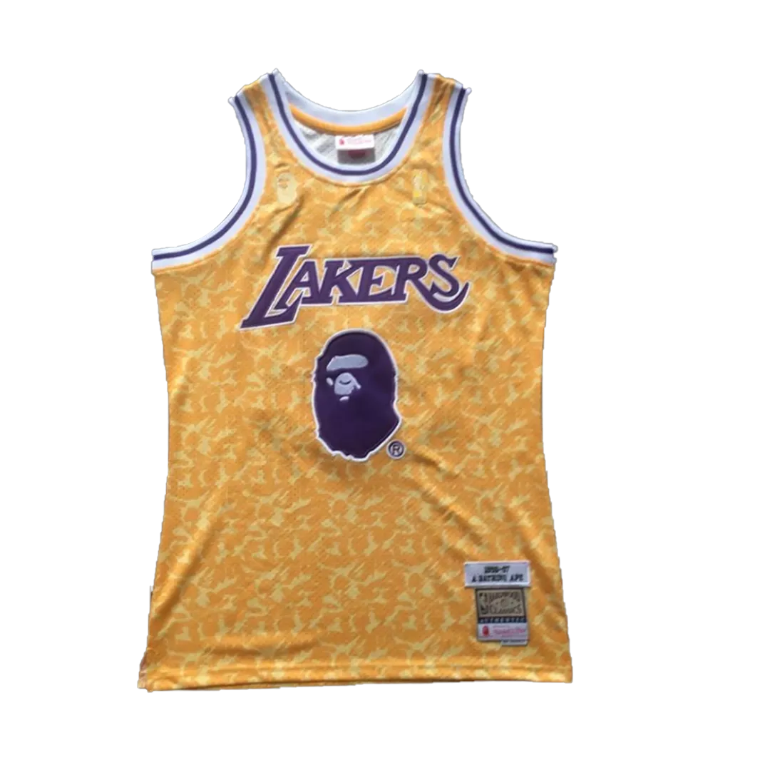 Men's Los Angeles Lakers BAPE #93 Yellow Hardwood Classics Jersey - thejerseys