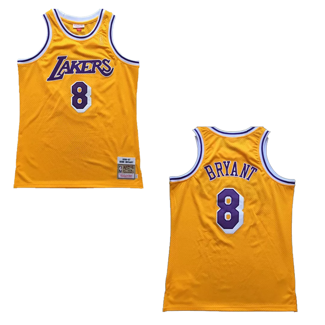 Men's Los Angeles Lakers Bryant #8 Yellow Hardwood Classics Jersey 1996/97 - thejerseys