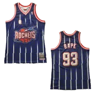BAPE x Mitchell & Ness Rockets ABC Navy Basketball Swingman Jersey - thejerseys