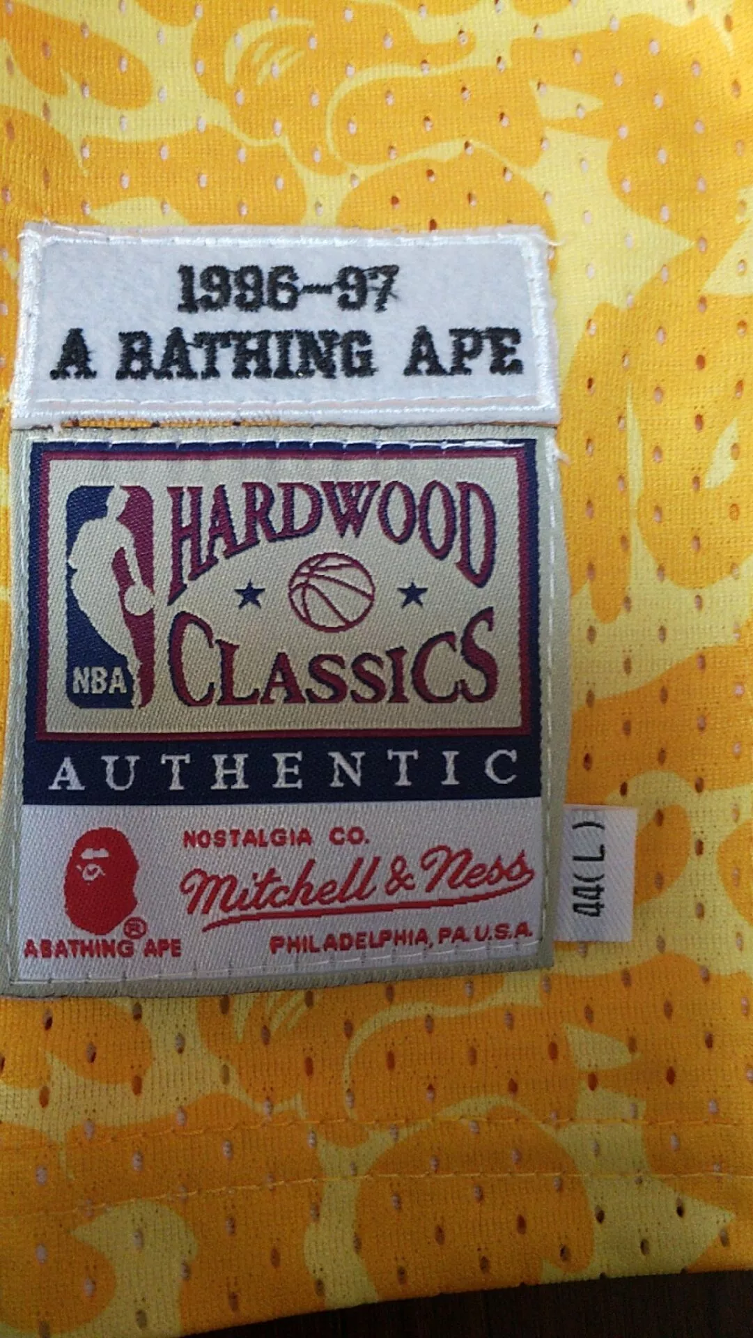 Men's Los Angeles Lakers BAPE #93 Yellow Hardwood Classics Jersey - thejerseys