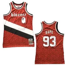 BAPE x Mitchell & Ness Blazers ABC Red Basketball Swingman Jersey - thejerseys