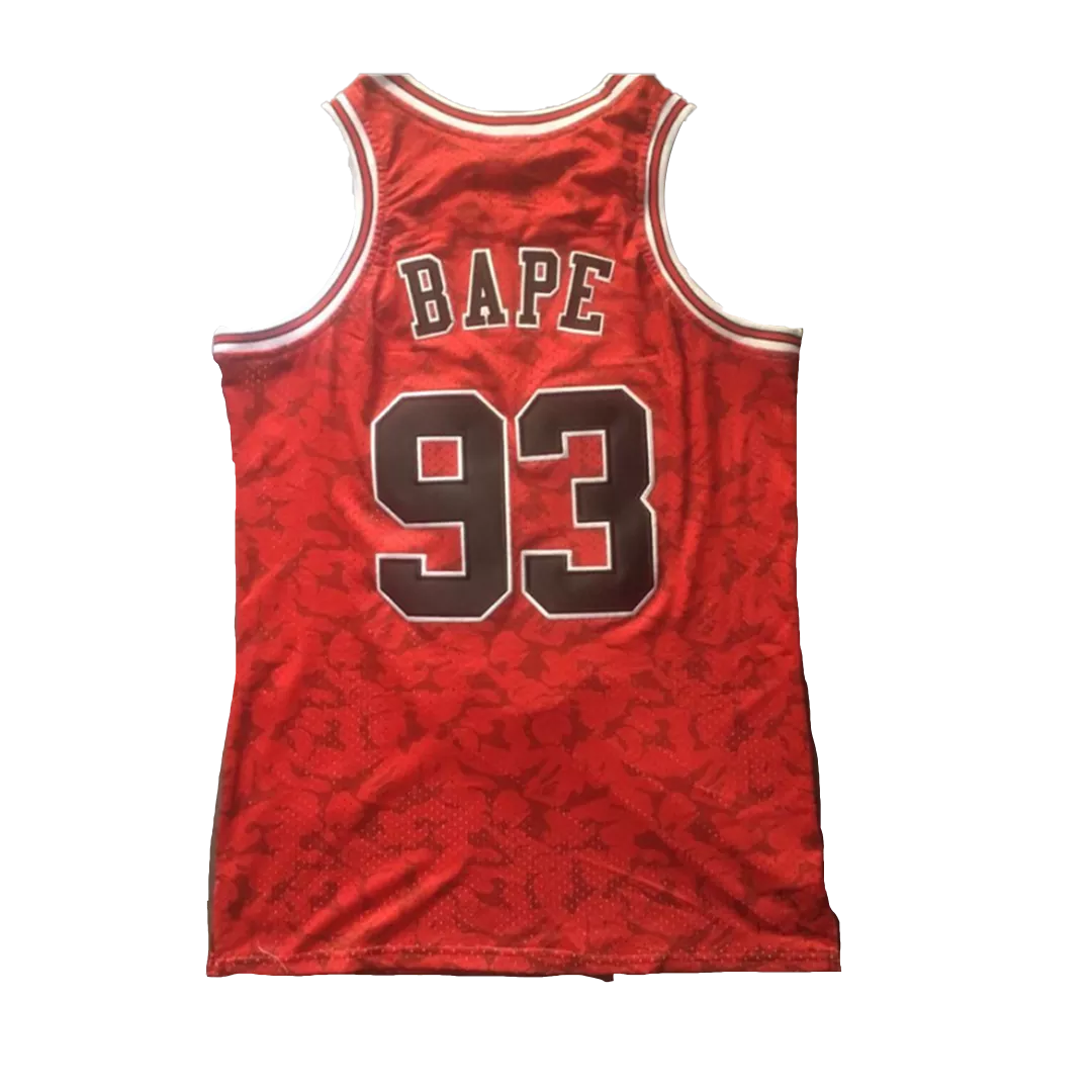 Men's Chicago Bulls BAPE #93 Red Hardwood Classics Jersey - thejerseys