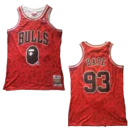BAPE x Mitchell & Ness Bulls ABC Red Basketball Swingman Jersey - thejerseys