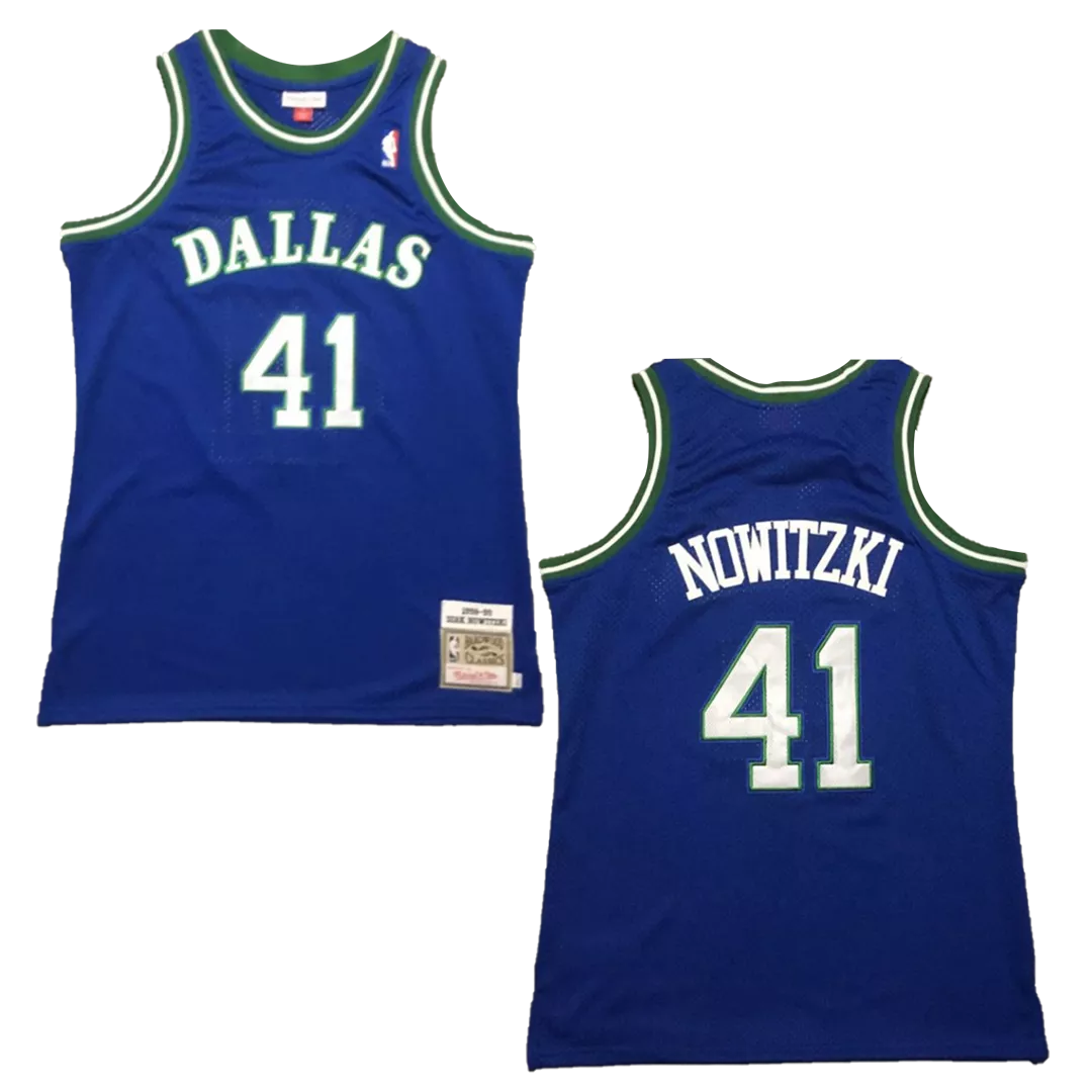 Men's Dallas Mavericks Nowitzki #41 Blue Hardwood Classics Jersey 1998/99