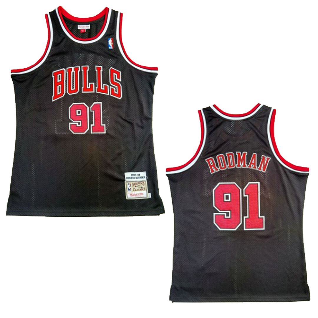 Dennis Rodman Chicago Bulls Mitchell & Ness Hardwood Classics Hockey Jersey  - Black