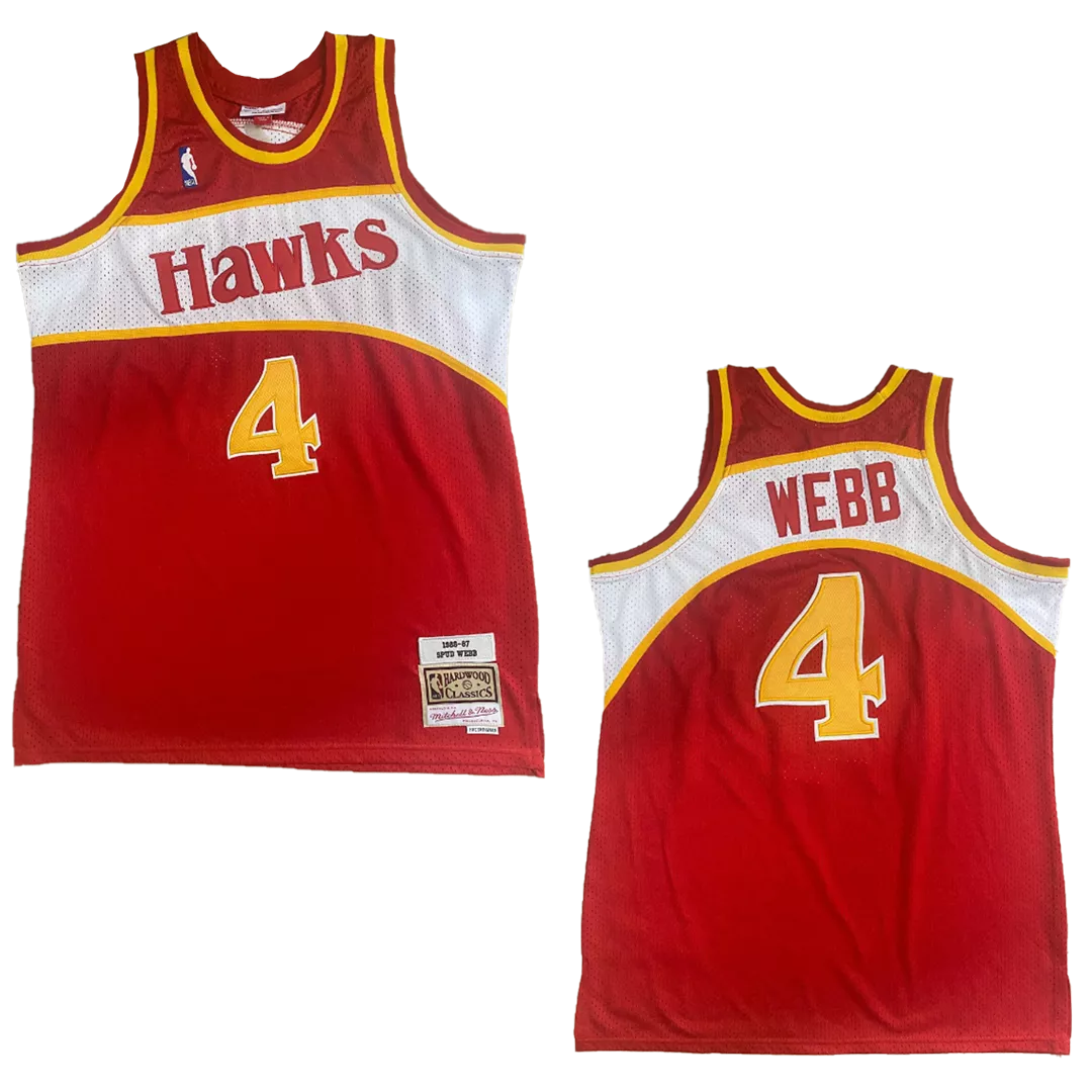 Men's Atlanta Hawks Webb #4 Red Hardwood Classics Jersey 1986/87
