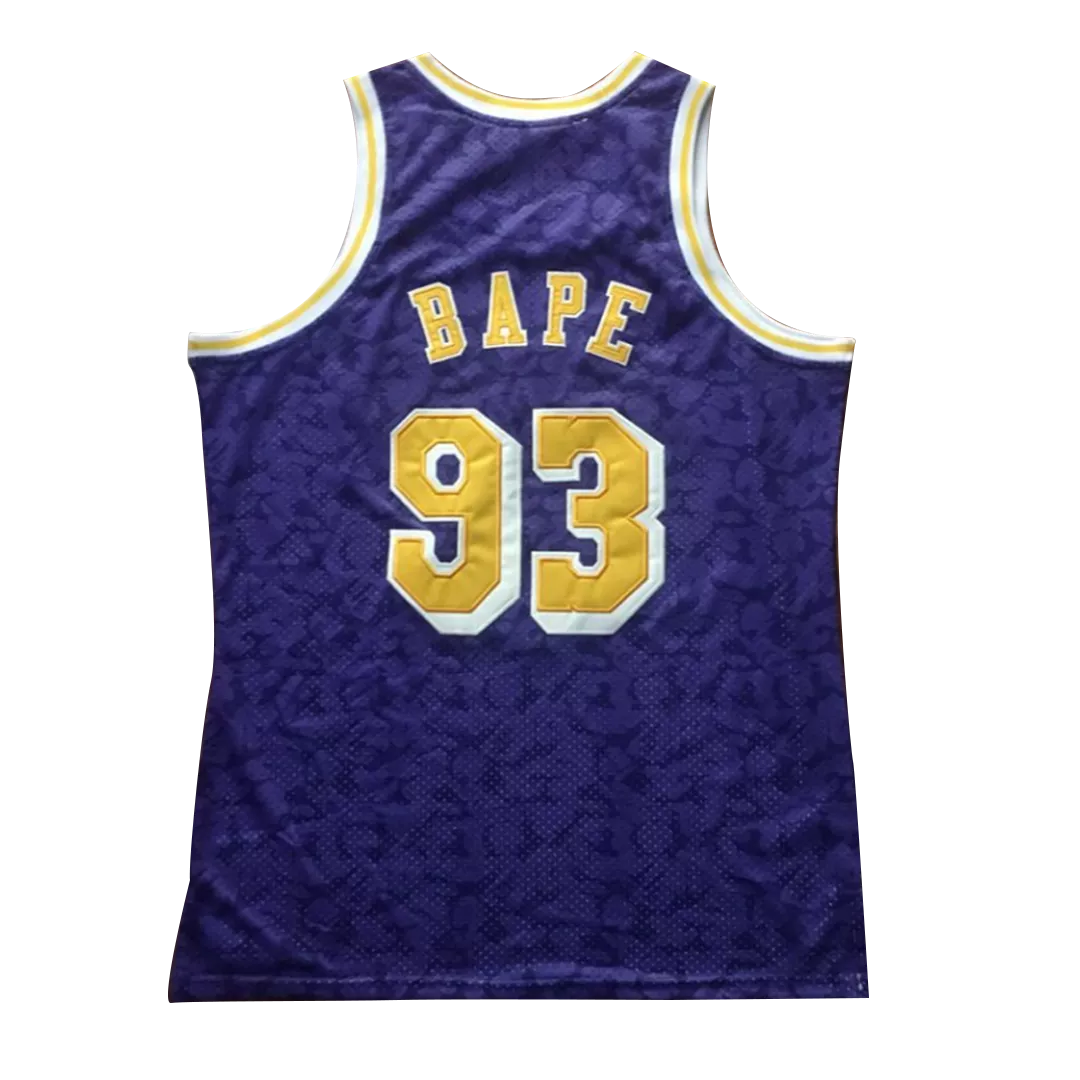 Men's Los Angeles Lakers BAPE #93 Purple Hardwood Classics Jersey