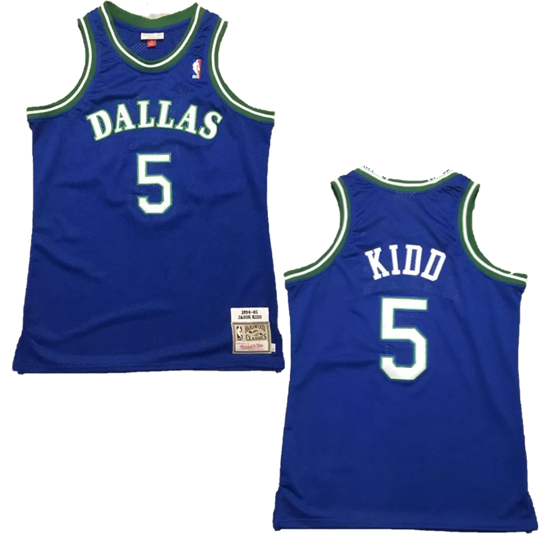 Men's Dallas Mavericks Kidd #5 Blue Hardwood Classics Jersey 1994/95