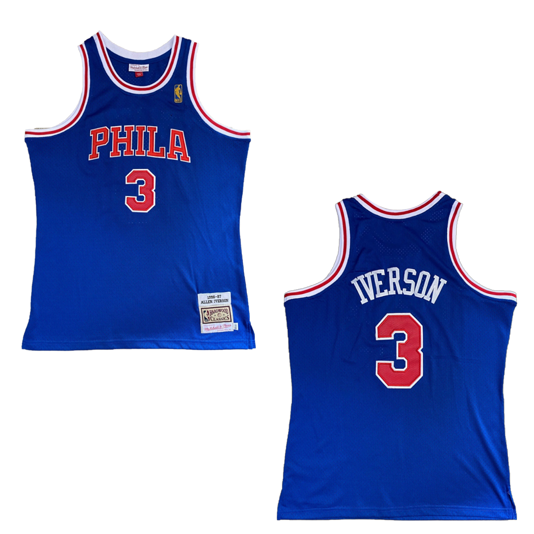 Allen Iverson 3 Philadelphia 76ers 1997 Mitchell & Ness Gold