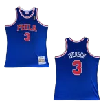 Men's Philadelphia 76ers Iverson #3 Blue Hardwood Classics Jersey 1996/97 - thejerseys