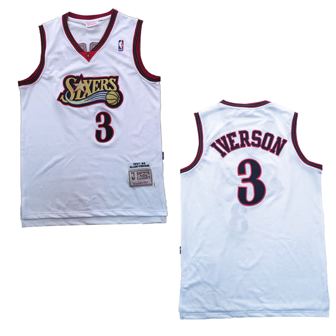 NBA 76ers 3 Allen Iverson White Print Dress Women Jersey
