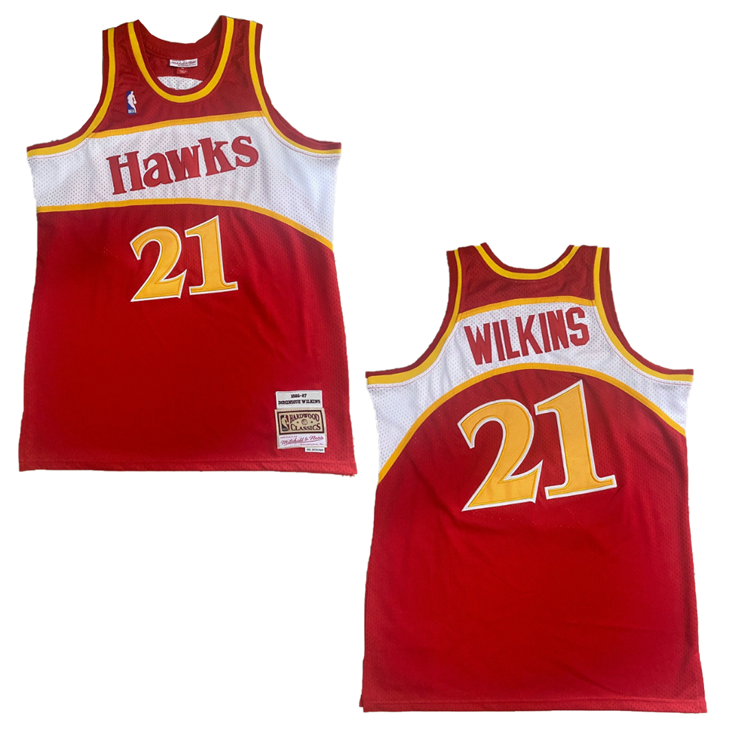 1985/86 Hawks WILKNS #21 Red Retro NBA Jerseys 热压