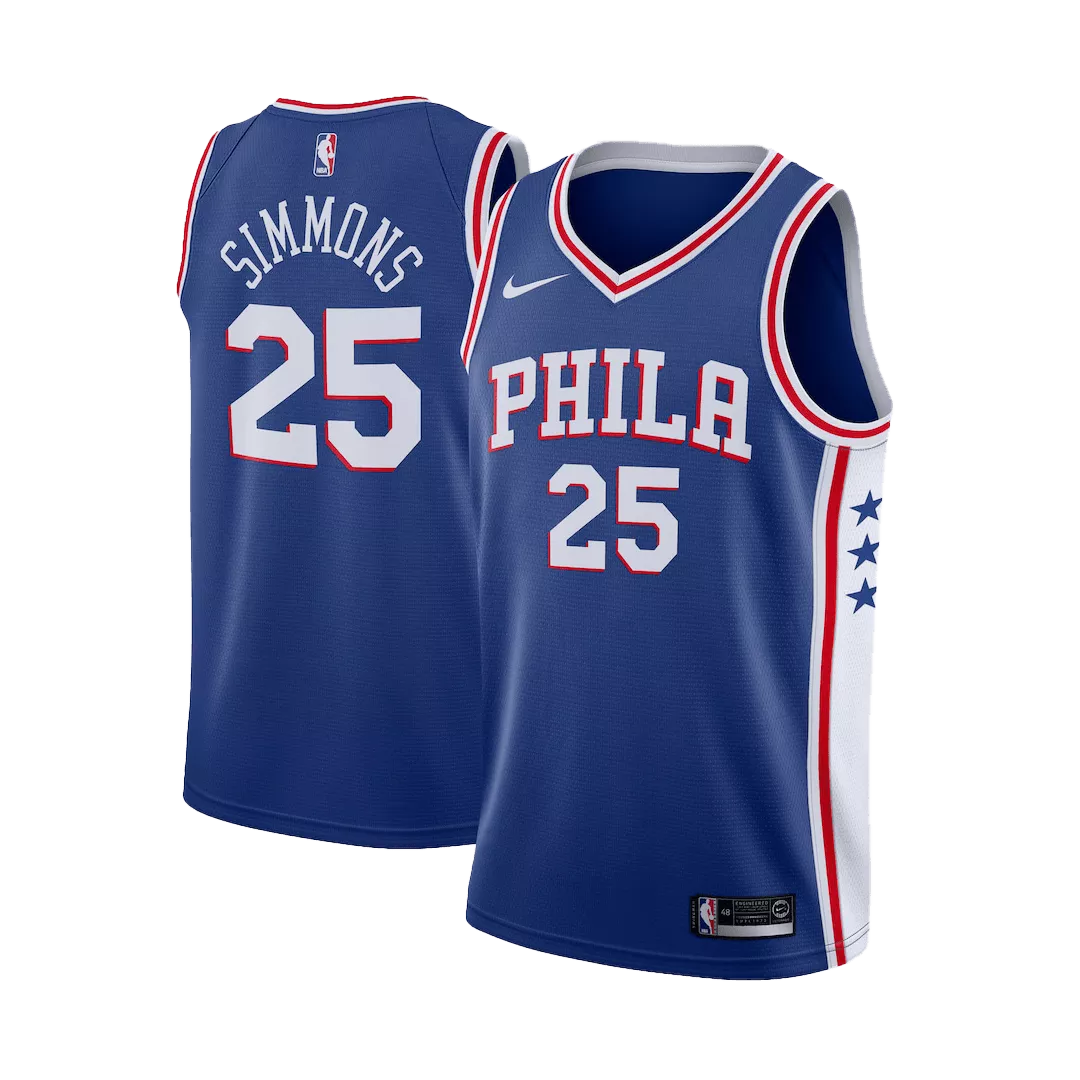 Men's Philadelphia 76ers Simmons #25 Blue Swingman Jersey - Icon Edition