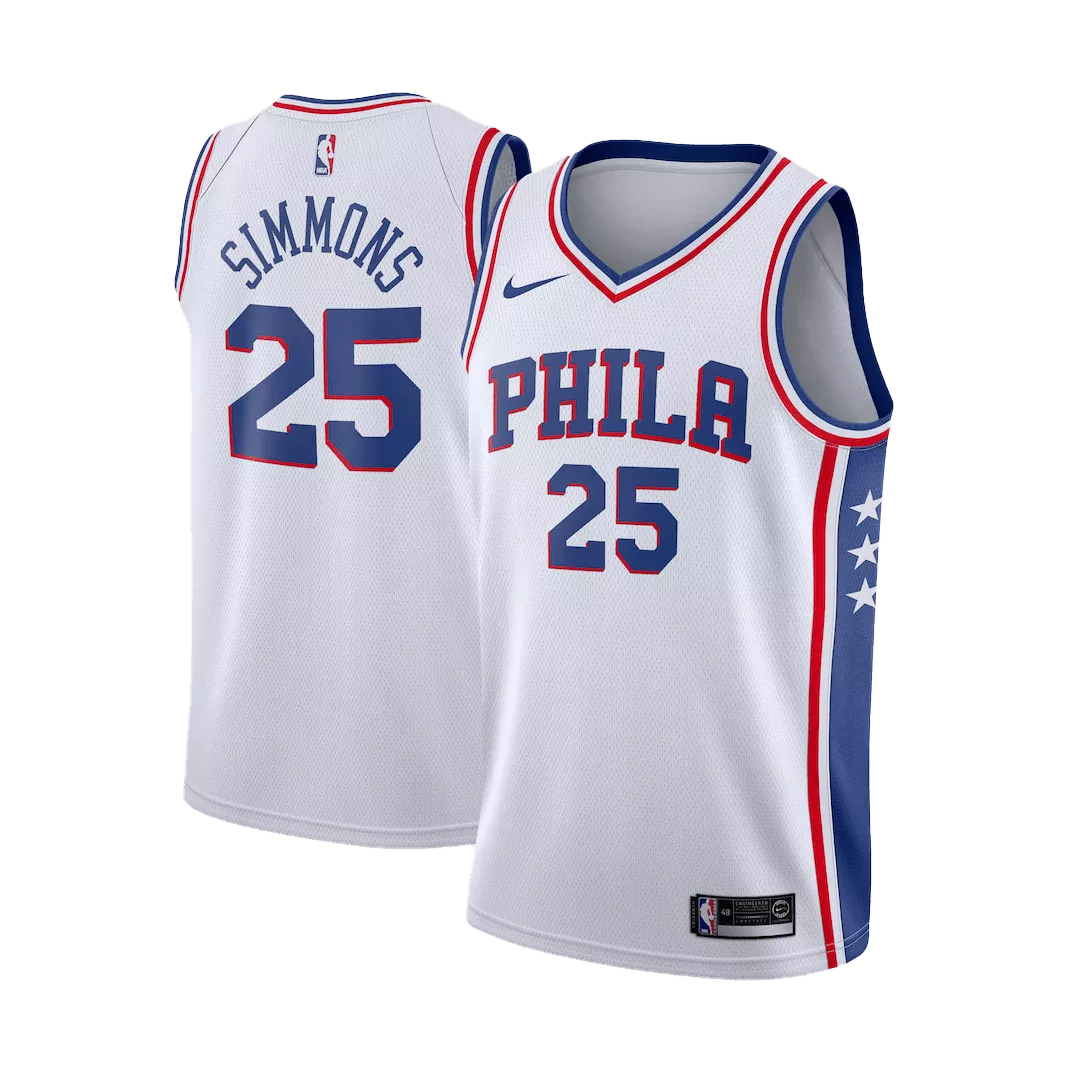 Men's Philadelphia 76ers Ben Simmons #25 White Swingman Jersey - Association Edition - thejerseys