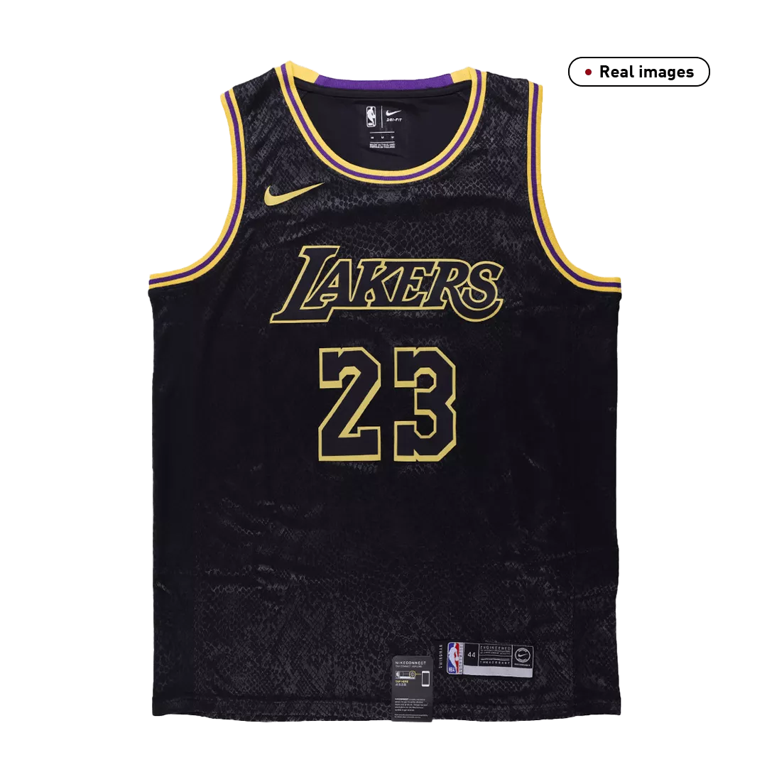 Men's Los Angeles Lakers James #23 Black Swingman Jersey - City Edition - thejerseys