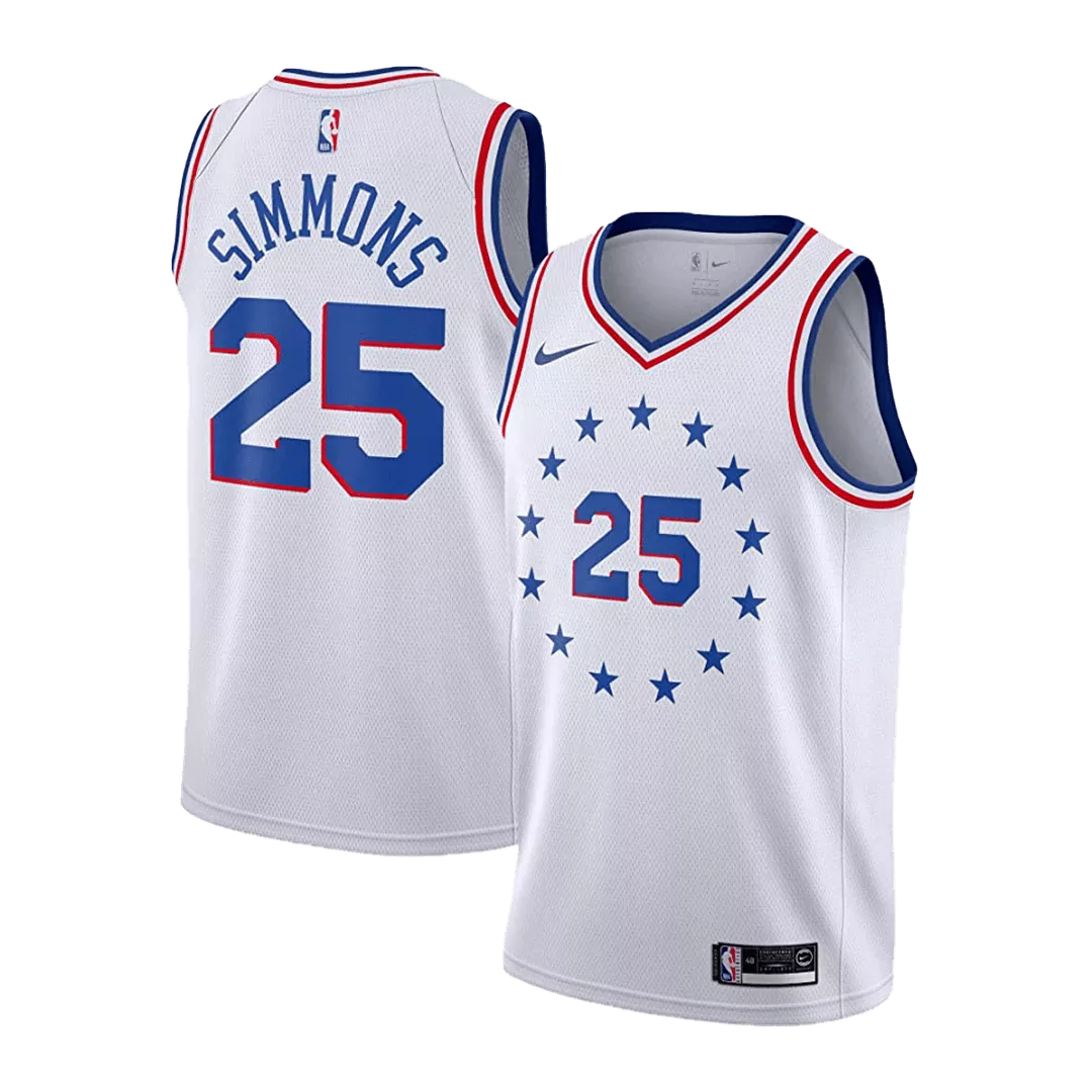 Men's Philadelphia 76ers Simmons #25 White Swingman Jersey