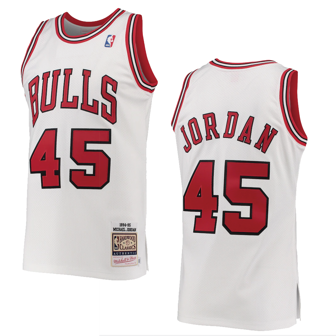 Men's Chicago Bulls Michael Jordan #45 Mitchell & Ness White 1994