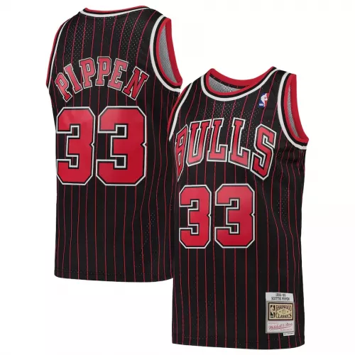 Men's Chicago Bulls Scottie Pippen #33 Black Hardwood Classics Jersey 1995/96 - thejerseys