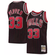 Men's Chicago Bulls Scottie Pippen #33 Mitchell & Ness Black Hardwood Classics 95-96 Swingman Jersey - thejerseys