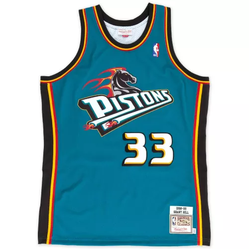 Men's Detroit Pistons Grant Hill #33 Blue Hardwood Classics Jersey 1998/99 - thejerseys