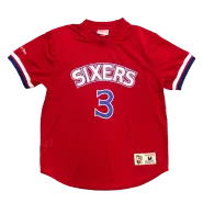 Men's Philadelphia 76ers Allen Iverson #3 Mitchell&Ness Red Name And Number Mesh Top - thejerseys