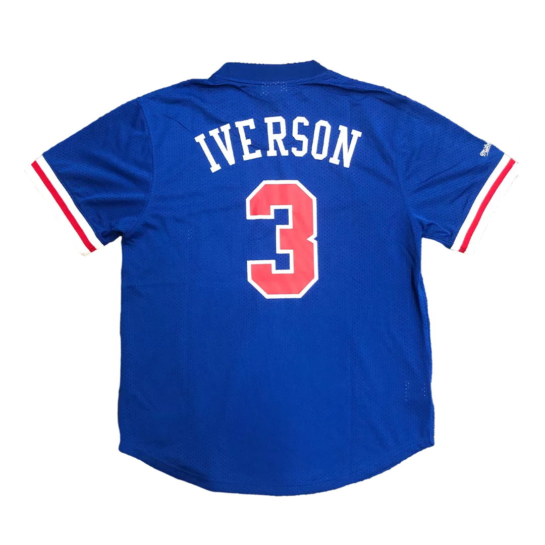 Men's Philadelphia 76ers Allen Iverson #3 Blue Hardwood Classics Jersey - thejerseys