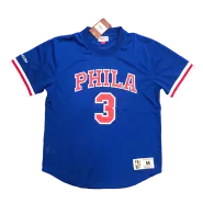 Men's Philadelphia 76ers Allen Iverson #3 Mitchell&Ness Blue Name And Number Mesh Top - thejerseys