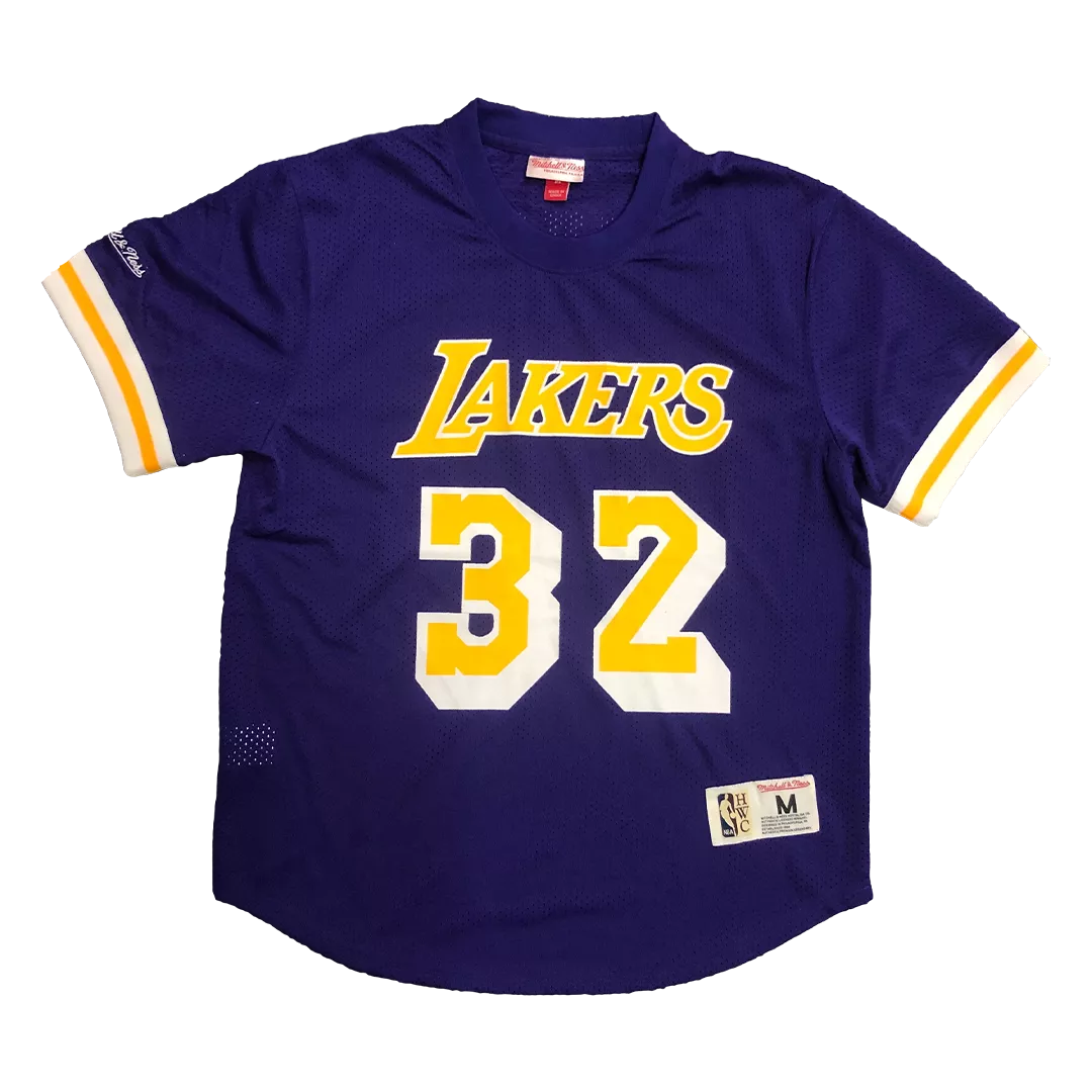 Men's Los Angeles Lakers Earvin Johnson #32 Purple Hardwood Classics Jersey