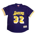 Men's Los Angeles Lakers Earvin Johnson #32 Mitchell&Ness Purple Name And Number Mesh Top - thejerseys