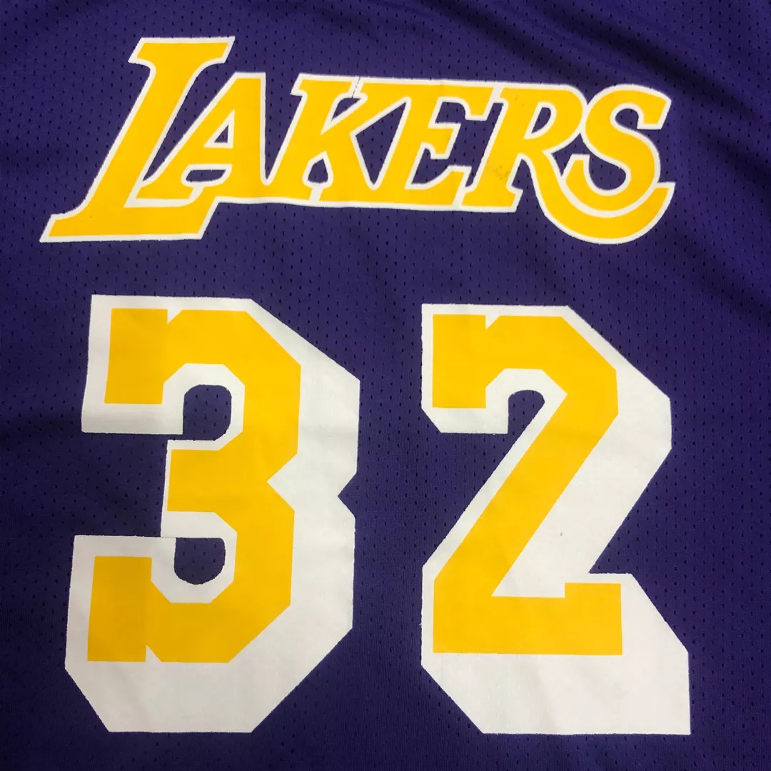 Men's Los Angeles Lakers Earvin Johnson #32 Purple Hardwood Classics Jersey - thejerseys