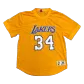 Men's Los Angeles Lakers Shaquille O'Neal #34 Mitchell&Ness Yellow Name And Number Mesh Top - thejerseys