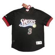 Men's Philadelphia 76ers Allen Iverson #3 Mitchell&Ness Black Name And Number Mesh Top - thejerseys