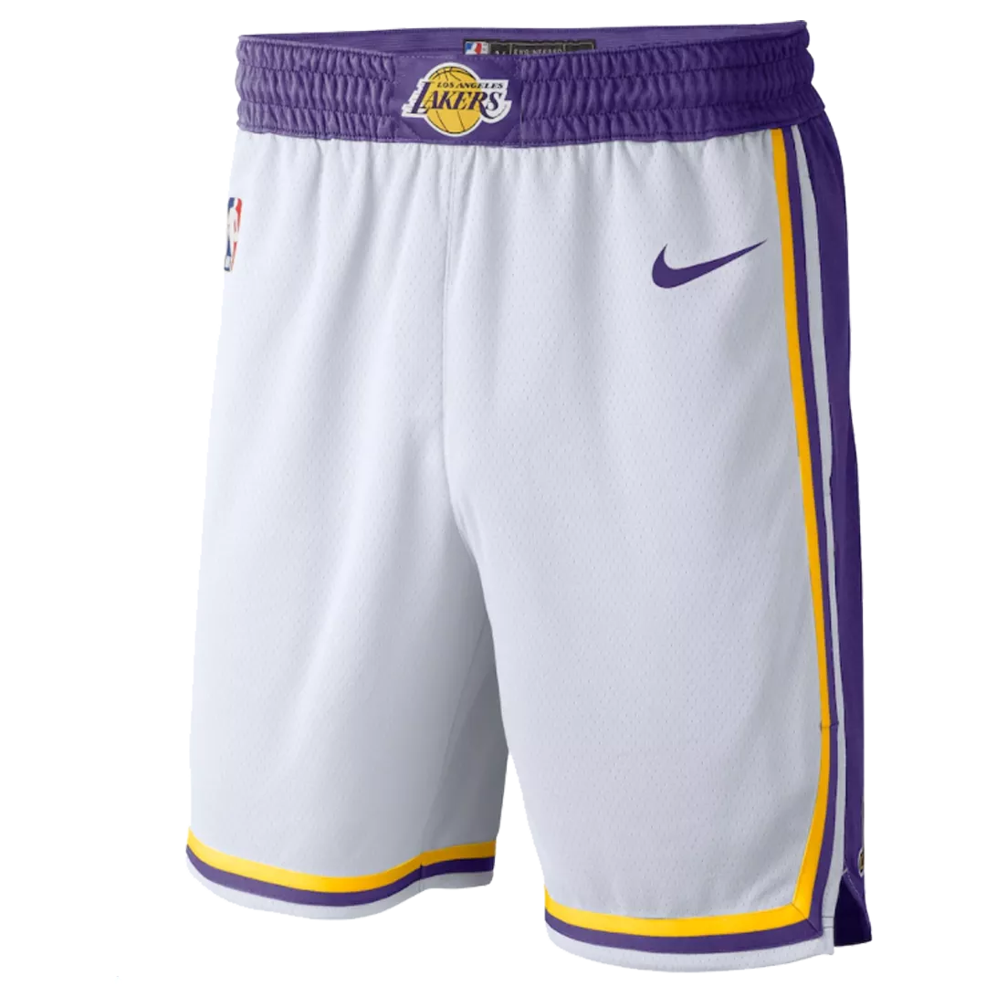 Men's Los Angeles Lakers White Basketball Shorts 2019/20 - Association Edition