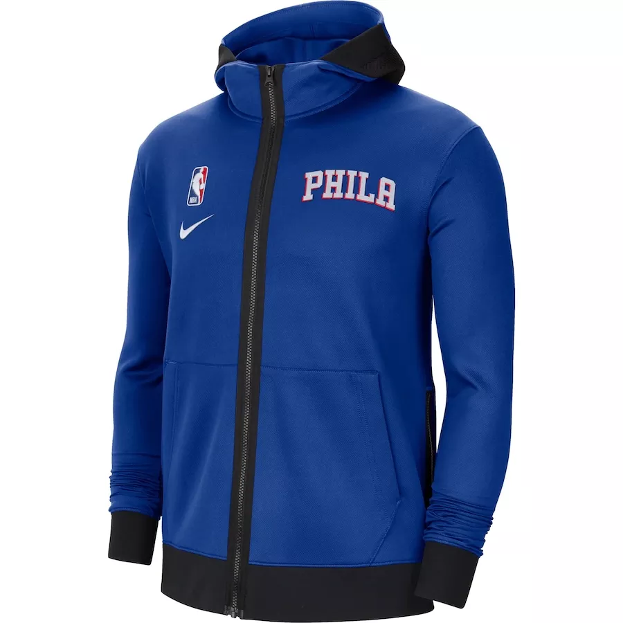 Men's Philadelphia 76ers Blue Hoodie Jacket - thejerseys
