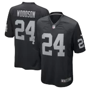 Men Las Vegas Raiders WOODSON #24 Black Game Jersey - thejerseys