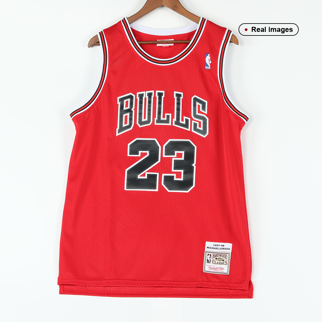 Bulls Bape 23 Michael Jordan Red 1997-98 Hardwood Classics Jersey on  sale,for Cheap,wholesale from China