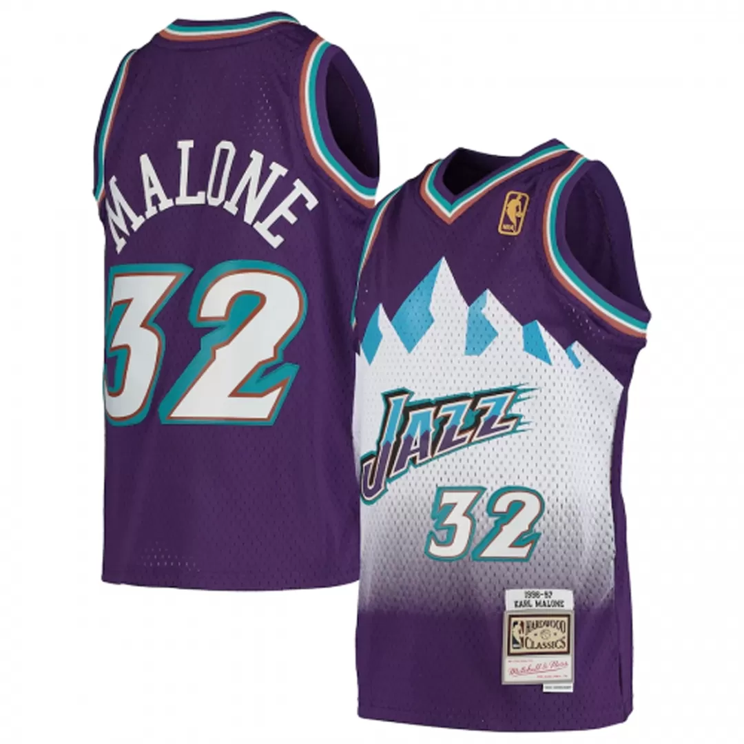 Men's Mitchell & Ness Karl Malone Purple Utah Jazz Mesh T-Shirt