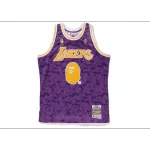 BAPE x Mitchell & Ness Lakers ABC Purple Basketball Swingman Jersey - thejerseys
