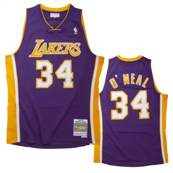 Los Angeles Lakers Mens Jersey Mitchell & Ness #34 Shaquille O'Neal 1999-00  Swingman Purple