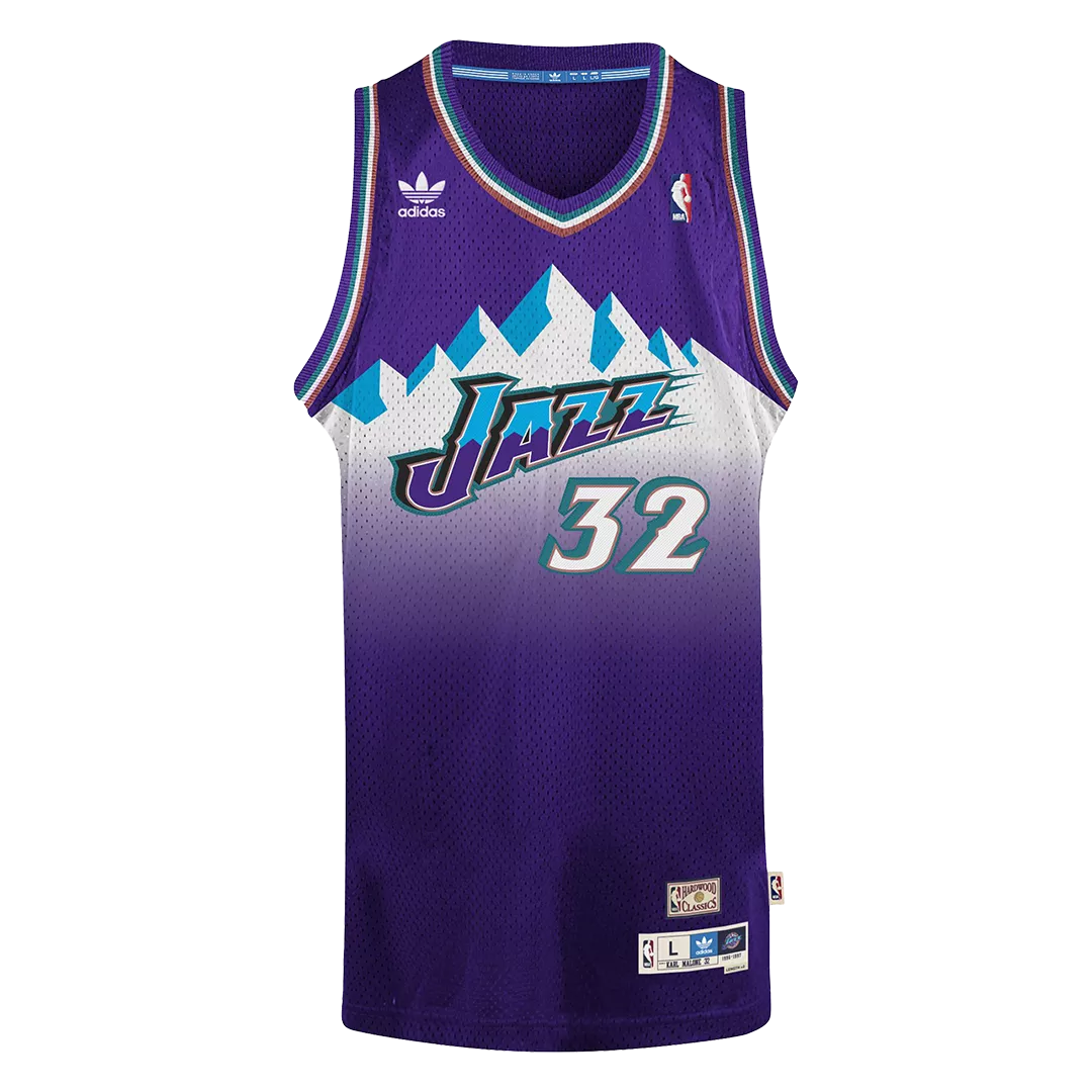 Men's Utah Jazz Karl Malone #32 Purple Hardwood Classics Jersey 1996/97
