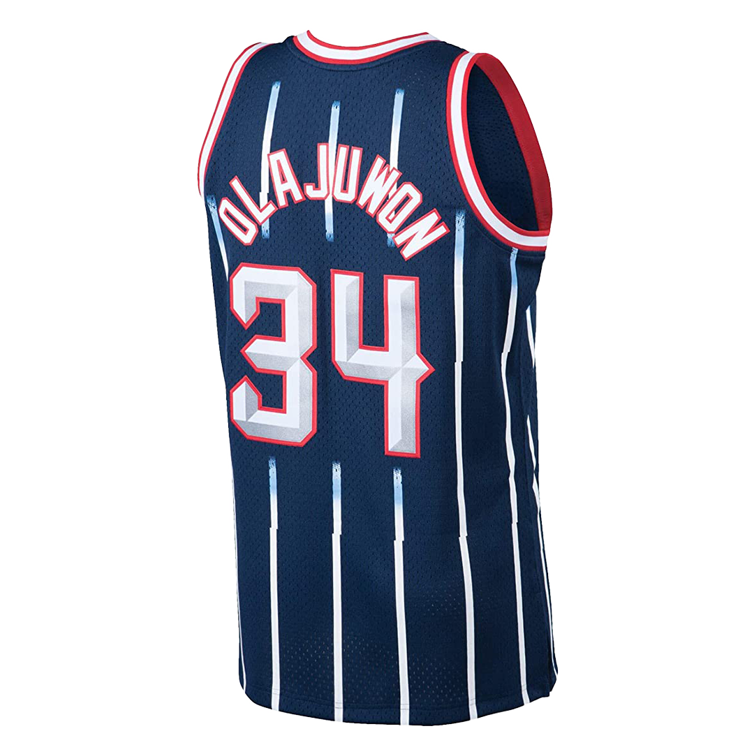 Retro #34 Houston Rockets Basketball Jersey Dark Blue Stripe