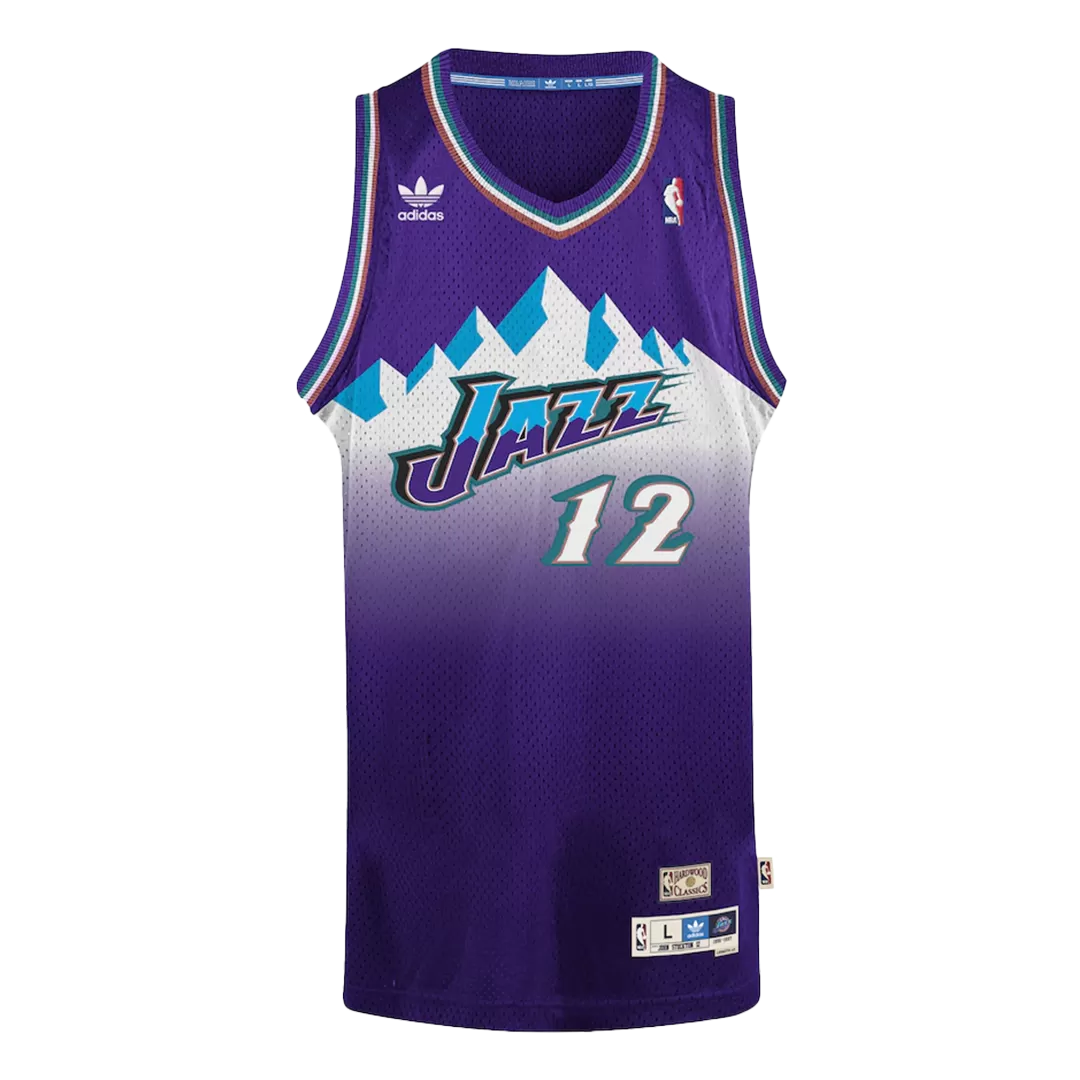 Men's Utah Jazz John Stockton #12 Purple Hardwood Classics Swingman Jersey 1996/97 - thejerseys