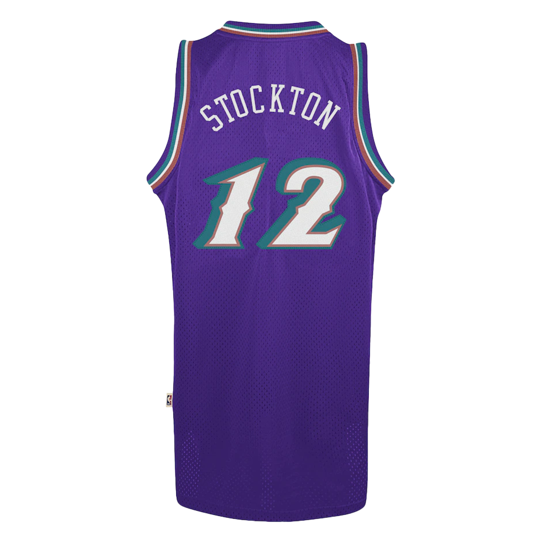 Wholesale Vintage Jazz No. 12 STOCKTON Purple jersey high quality  embroidered mesh speed dry basketball jersey From m.