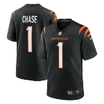 Men Cincinnati Bengals Ja'marr Chase #1 Nike Black Game Jersey - thejerseys