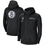 Men's Brooklyn Nets Nike Black Authentic Showtime Performance Full-Zip Hoodie Jacket