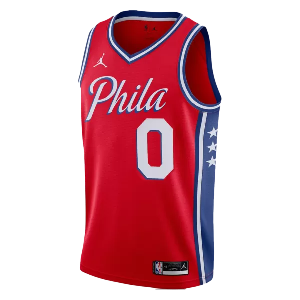 Men's Philadelphia 76ers Tyrese Maxey #0 Red Swingman Jersey - Icon Edition - thejerseys