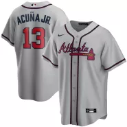 Men Atlanta Braves Ronald Acuña Jr. #13 Grey Replica Jersey - thejerseys