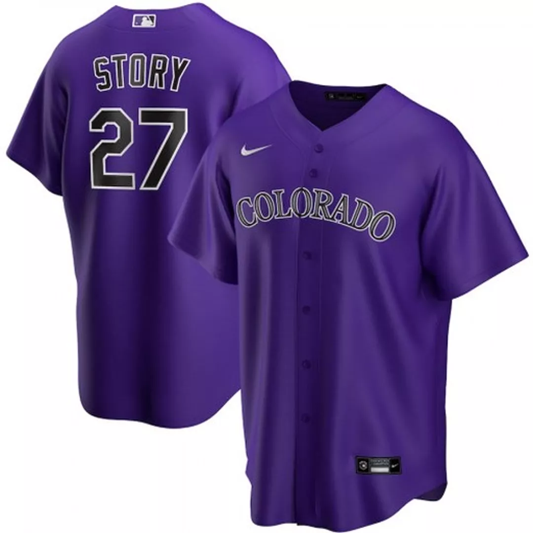 Men's Colorado Rockies Trevor Story #27 Nike Purple 2020 Alternate Replica Jersey